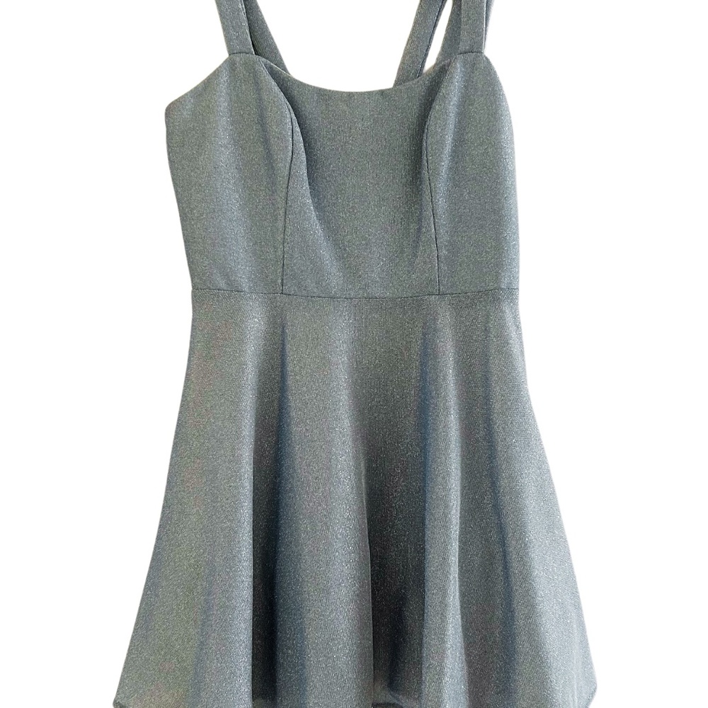 A-line blue sparkly party dress
